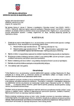 Digitron Buje - Rješenje - Ovlašteni servis br. 455